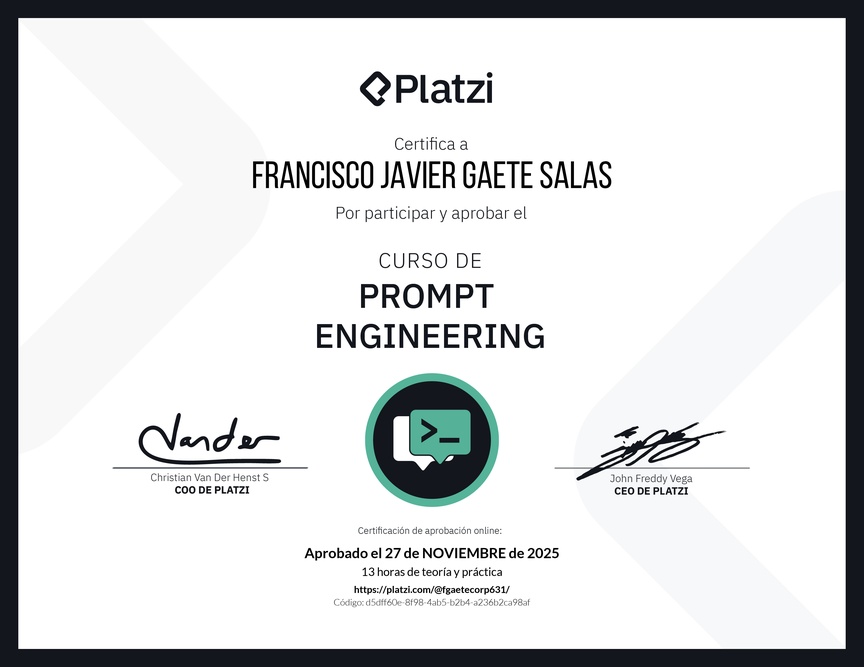 Diploma del Curso de Prompt Engineering