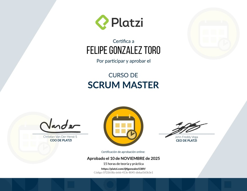 Diploma del Curso de Scrum Master