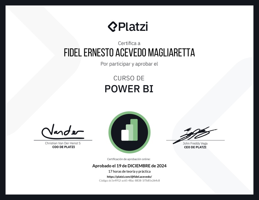 Diploma del Curso de Power BI