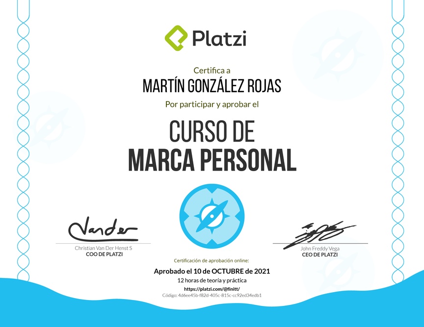 Diploma del Curso Gratis de Marca Personal 2018