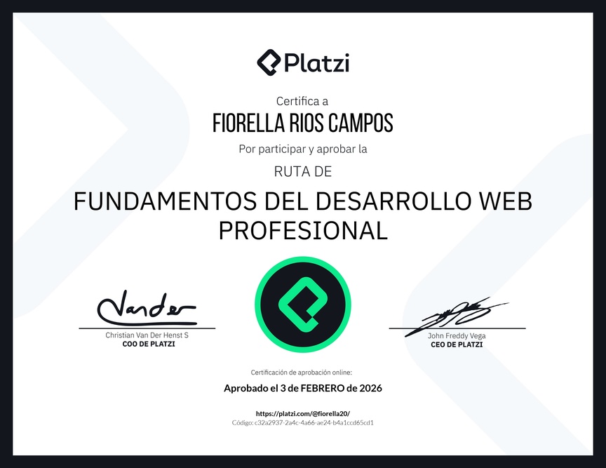 Diploma de la Ruta de Aprendizaje de Fundamentos del Desarrollo Web Profesional