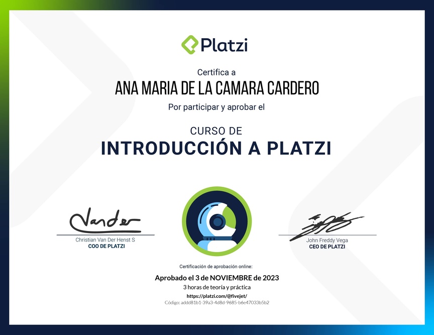 Diploma del Curso de Introducción a Platzi 🇲🇽