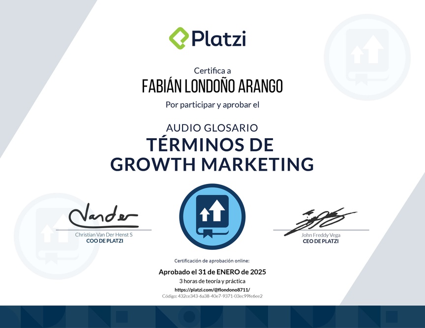 Diploma de Audioglosario: Aprende los Términos Básicos de Growth Marketing