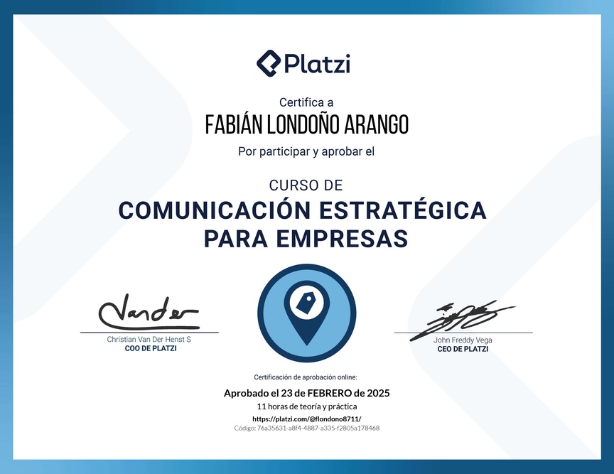 Diploma del Curso de Comunicación Estratégica para Empresas
