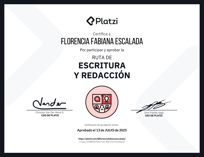 Diploma de la Ruta de Aprendizaje de Escritura y redacción
