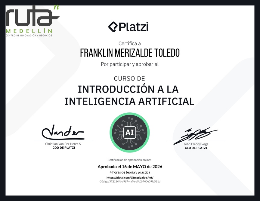 Diploma del Curso Gratis de Introducción a la Inteligencia Artificial