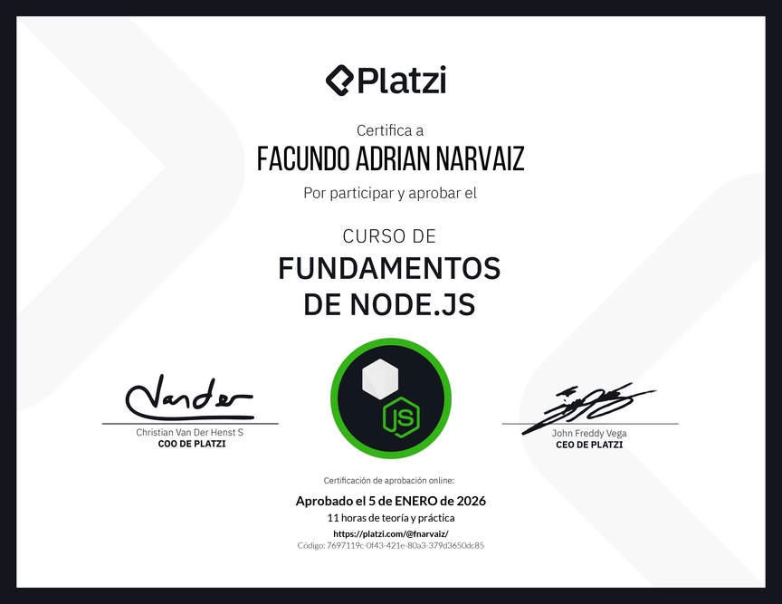 Diploma del Curso de Fundamentos de Node.js