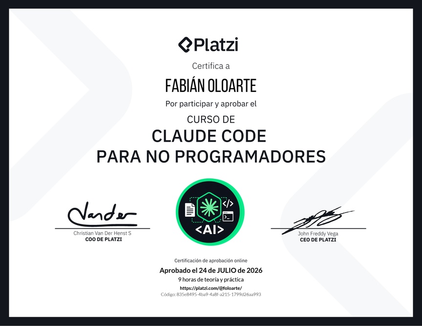 Diploma del Curso de Claude Code para No Programadores