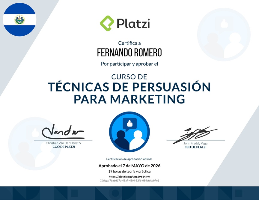 Diploma del Curso de Persuasión y Decisión en Marketing Digital