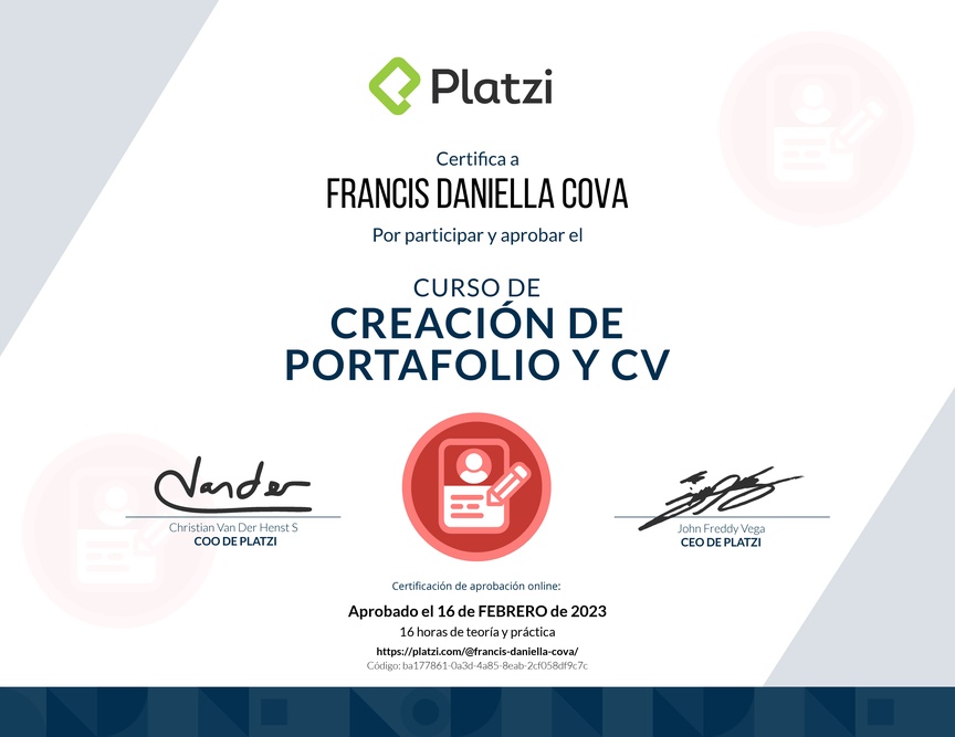Diploma del Curso de Creación de Portafolio y CV