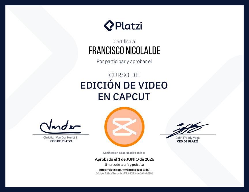 Diploma del Curso de Edición de Video con Capcut
