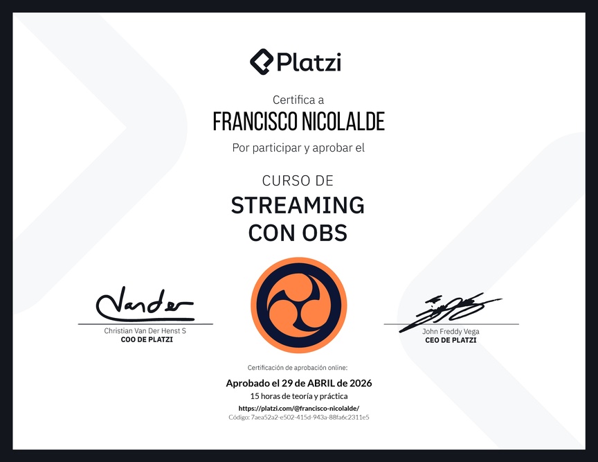 Diploma del Curso de Streaming con OBS