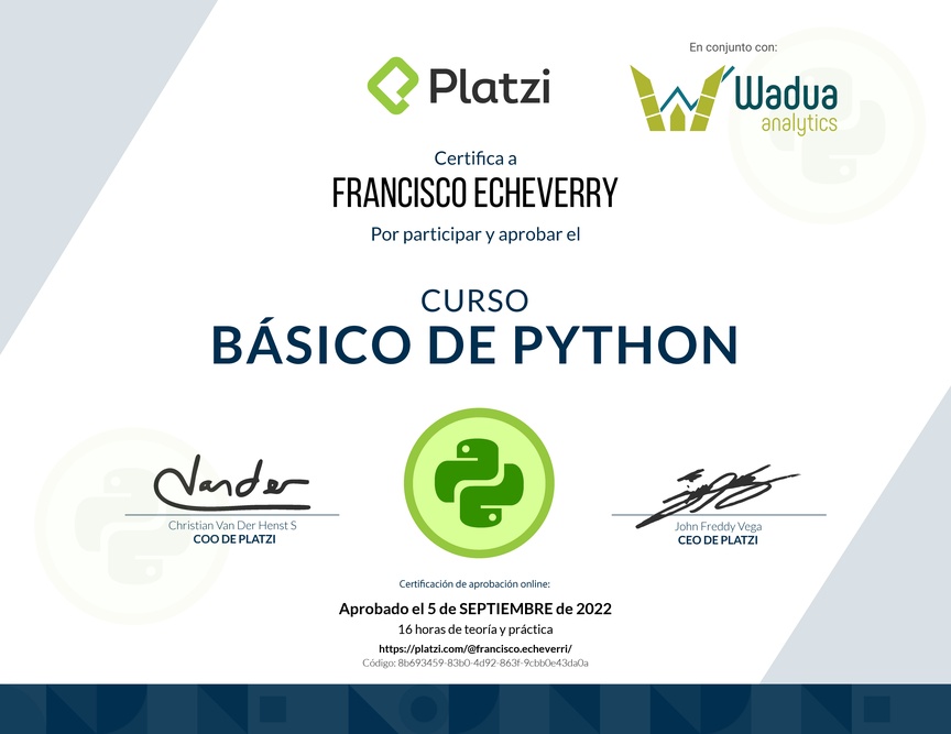 Diploma del Curso Básico de Python