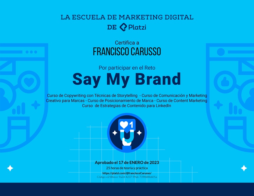 Diploma de Reto de Marca Personal
