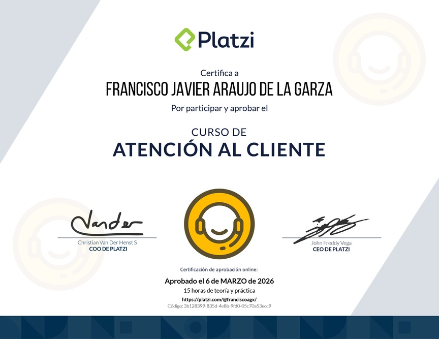 Diploma del Curso de Atención al Cliente