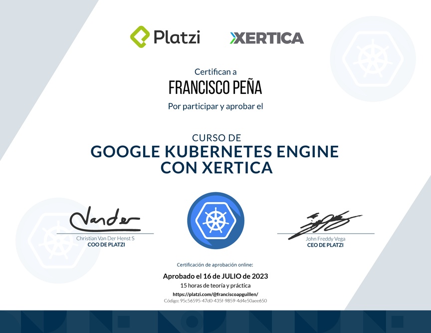 Diploma del Curso de Google Kubernetes Engine (2018)