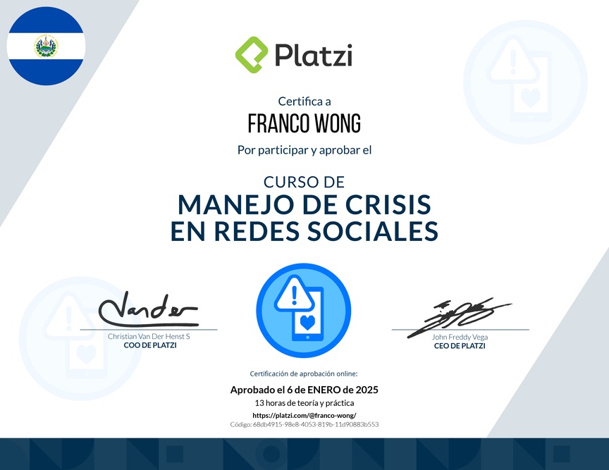 Diploma del Curso de Prevención y Respuesta a Crisis en Redes Sociales