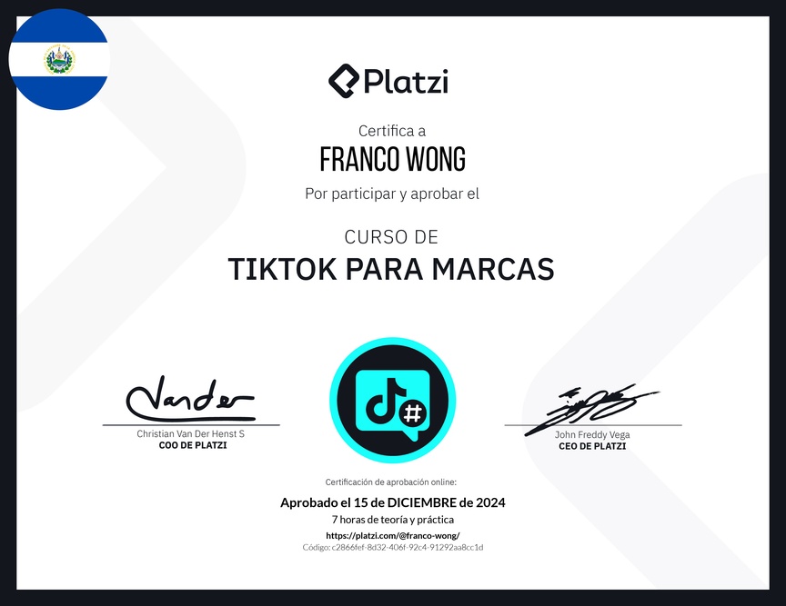 Diploma del Curso de Optimización de Estrategias de Marca en TikTok