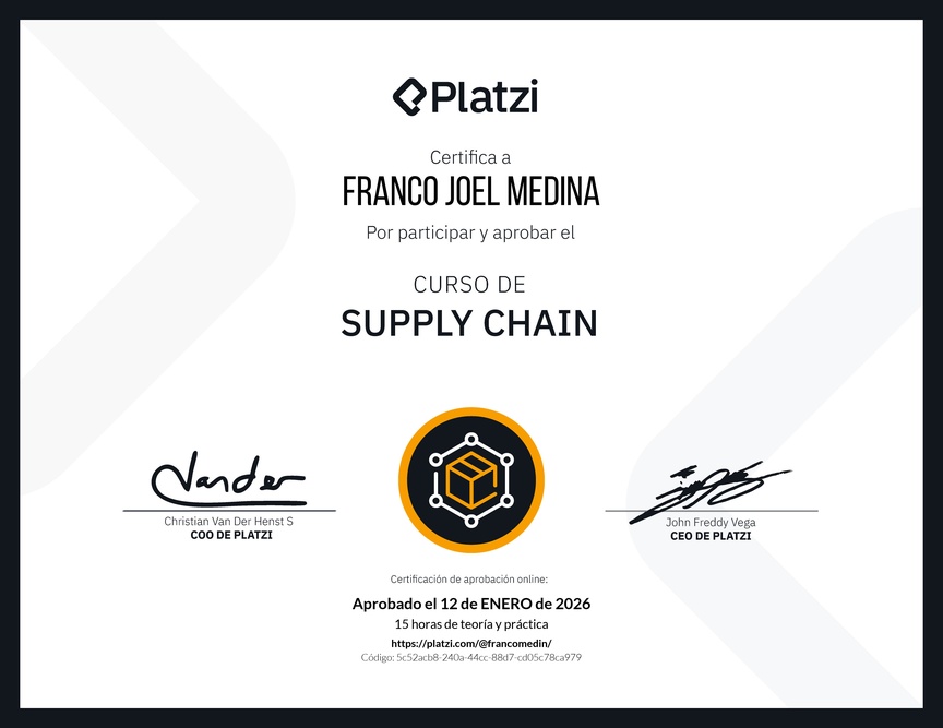 Diploma del Curso de Supply Chain
