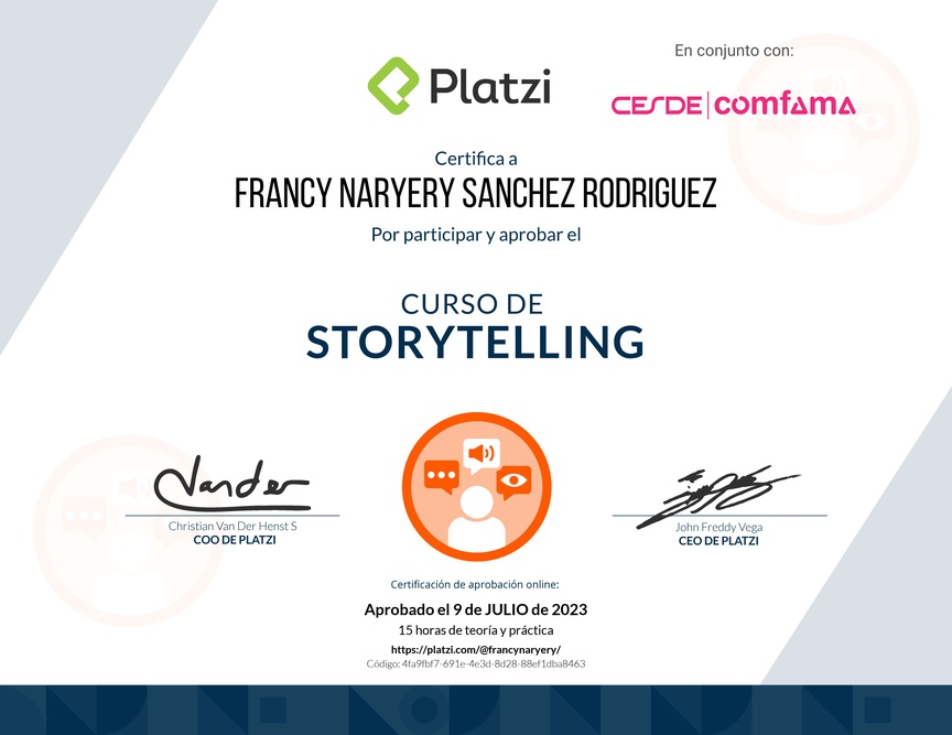 Diploma del Curso de Storytelling