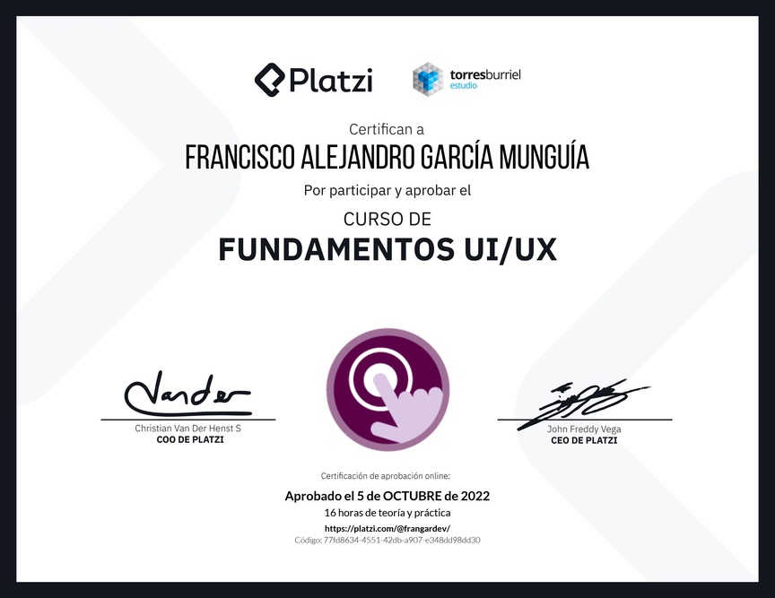 Diploma del Curso de Fundamentos UI/UX