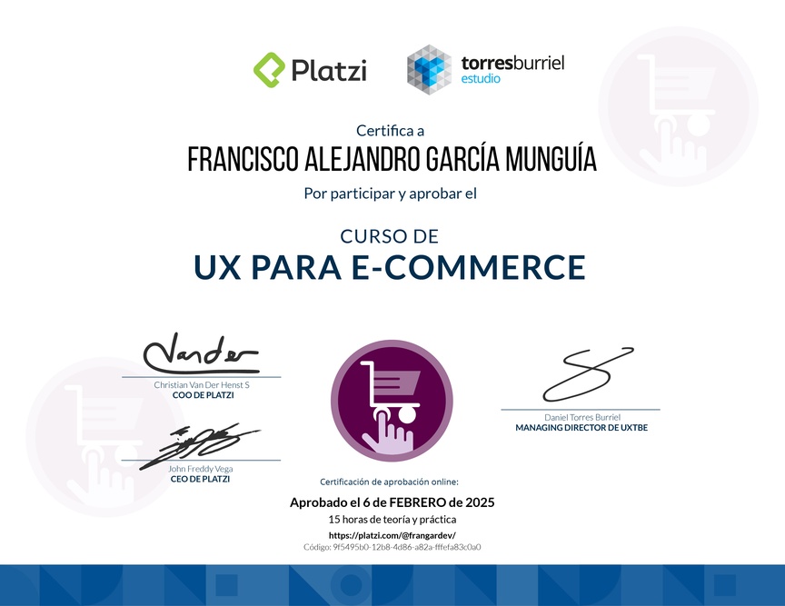 Diploma del Curso de UX para E-Commerce