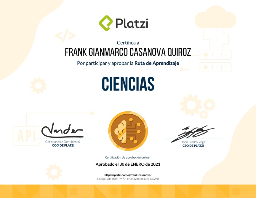 Diploma de la Ruta de Aprendizaje de Ciencias