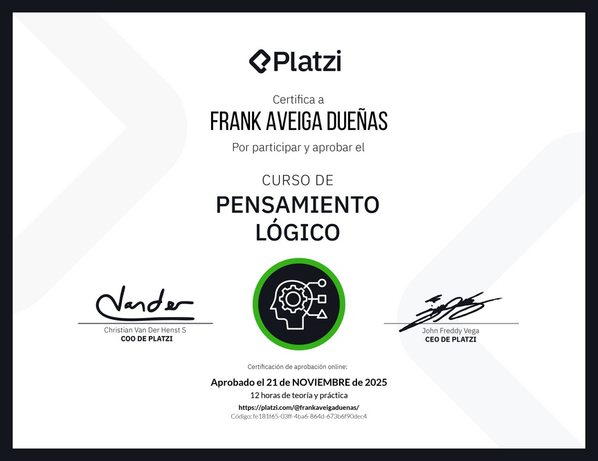 Diploma del Curso de Pensamiento Lógico