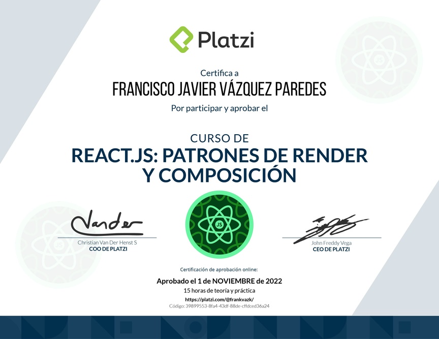 Diploma del Curso de React.js: Patrones de Render y Composición