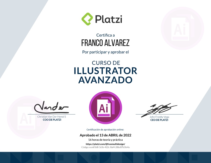 Diploma del Curso de Illustrator Avanzado