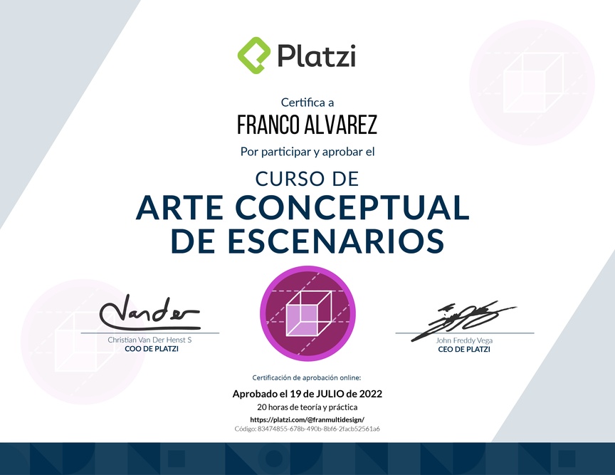 Diploma del Curso de Arte Conceptual para Escenarios