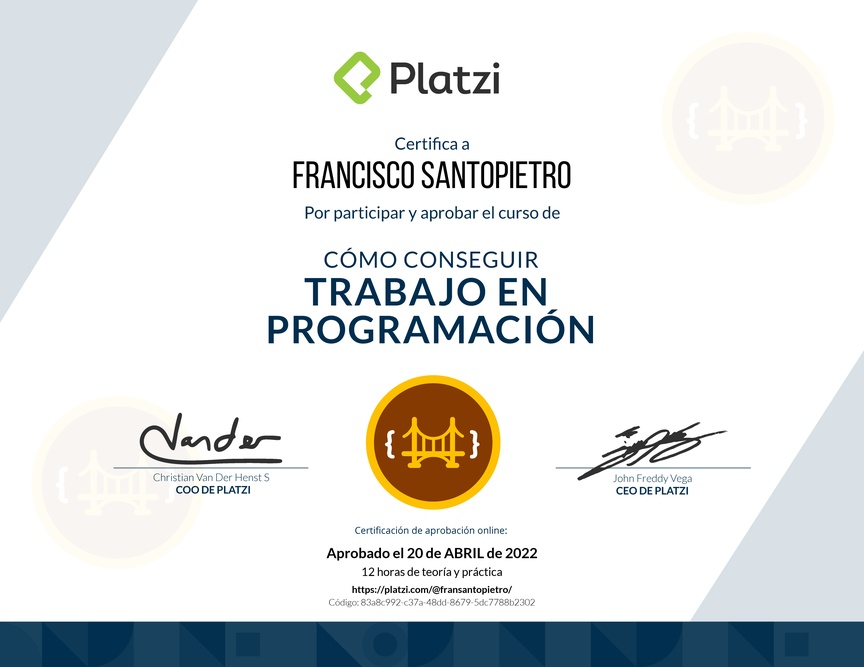 Diploma de Cómo Conseguir Trabajo en Programación