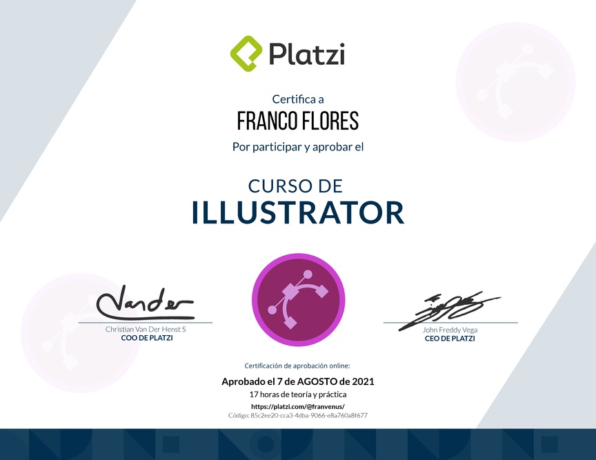 Diploma del Curso de Adobe Illustrator