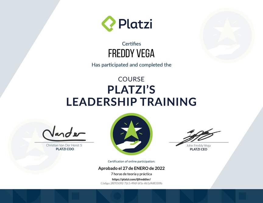 Diploma de Platzi’s Leadership Training