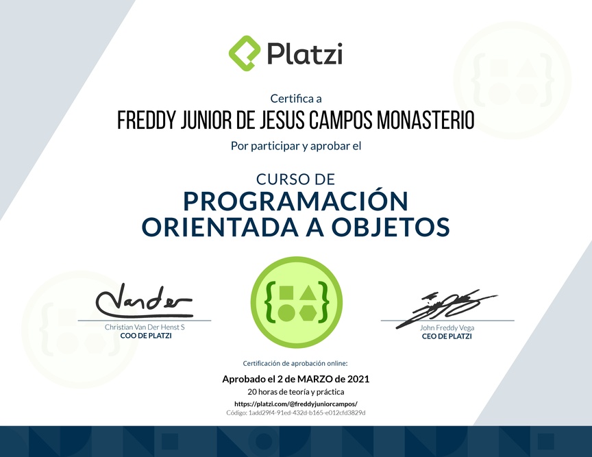 Diploma del Curso de Programación Orientada a Objetos: POO