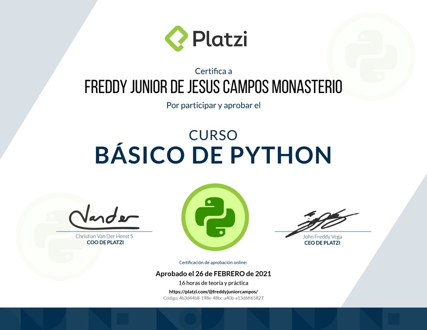 Diploma del Curso Básico de Python