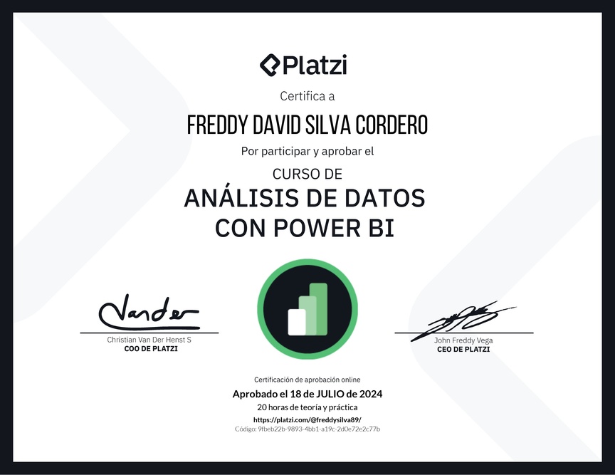 Diploma del Curso de Análisis de Datos con Power BI