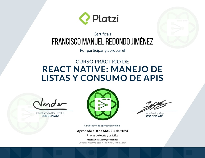 Diploma del Curso de React Native: Manejo de Listas y Consumo de APIs