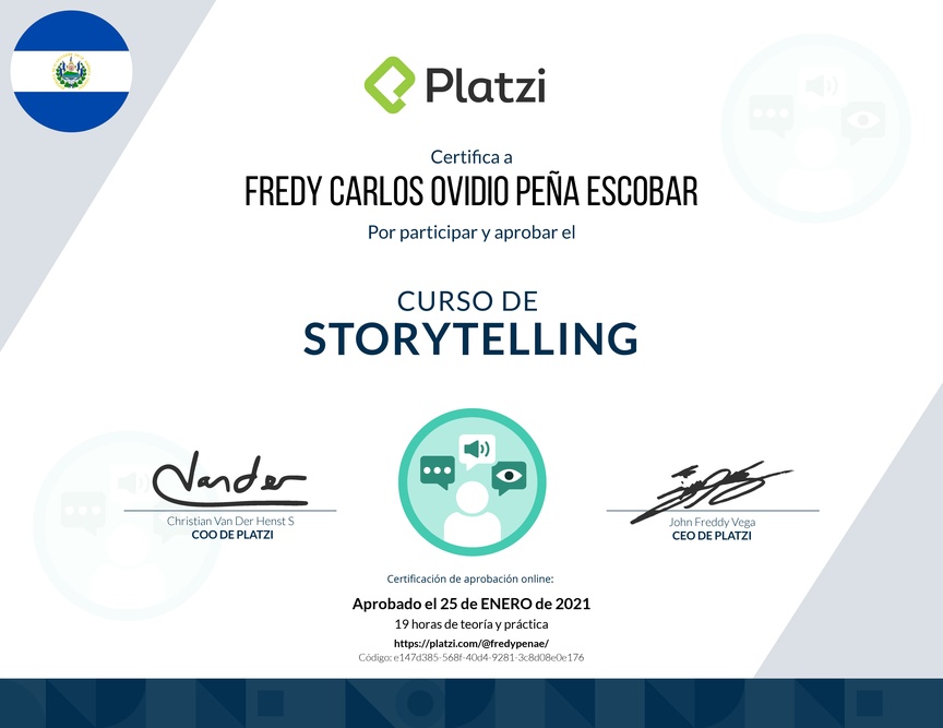 Diploma del Curso Básico de Storytelling