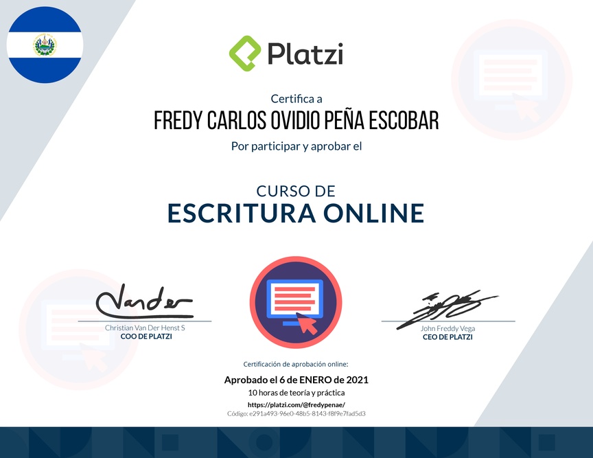 Diploma del Curso de Escritura Online