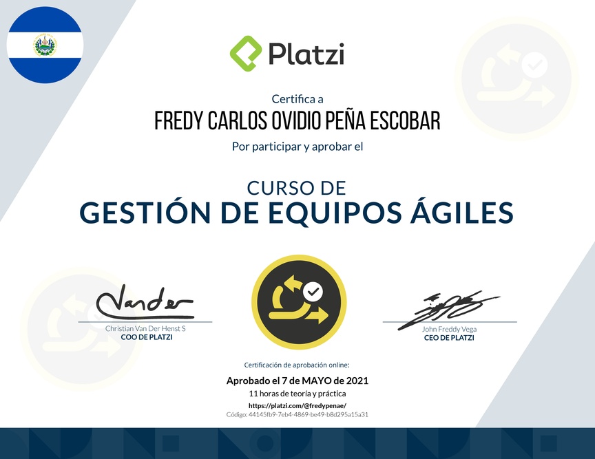 Diploma del Curso de Gestión de Equipos Ágiles