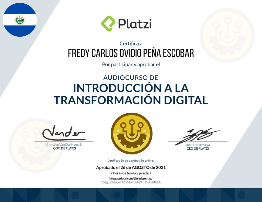 Diploma de Audiocurso de Transformacion Digital Inicial para Comprender, Identificar y Hacer Crecer tu Empresa