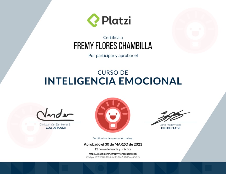 Diploma del Curso de Inteligencia Emocional