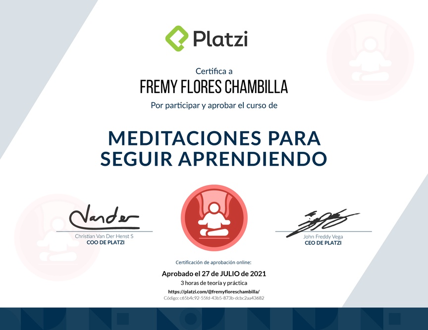 Diploma de Audiocurso de Meditación