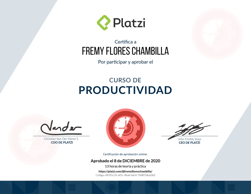 Diploma del Curso de Productividad