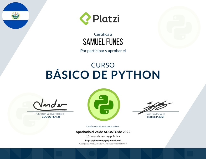 Diploma del Curso Básico de Python