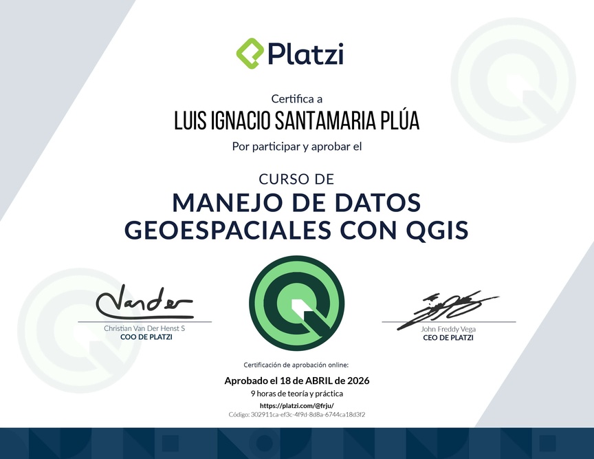 Diploma del Curso de Manejo de Datos Geoespaciales con QGIS