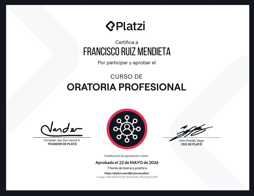Diploma del Curso de Oratoria Profesional