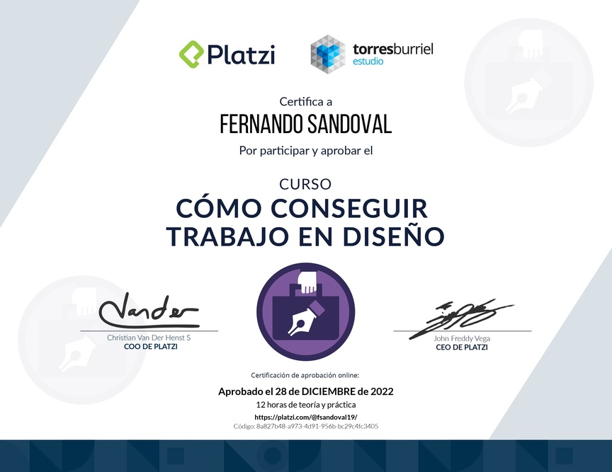 Diploma del Curso de Cómo Conseguir Trabajo en Diseño