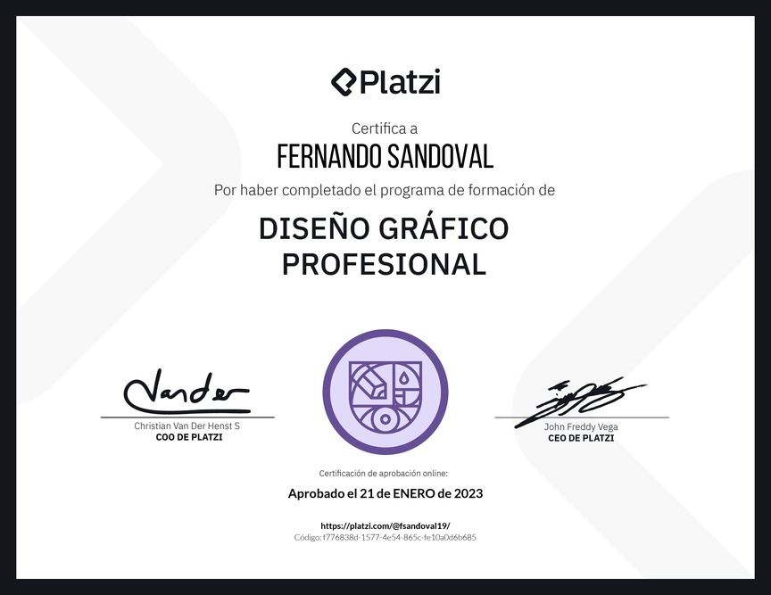 Diploma de la Ruta de Aprendizaje de Diseño Gráfico Profesional